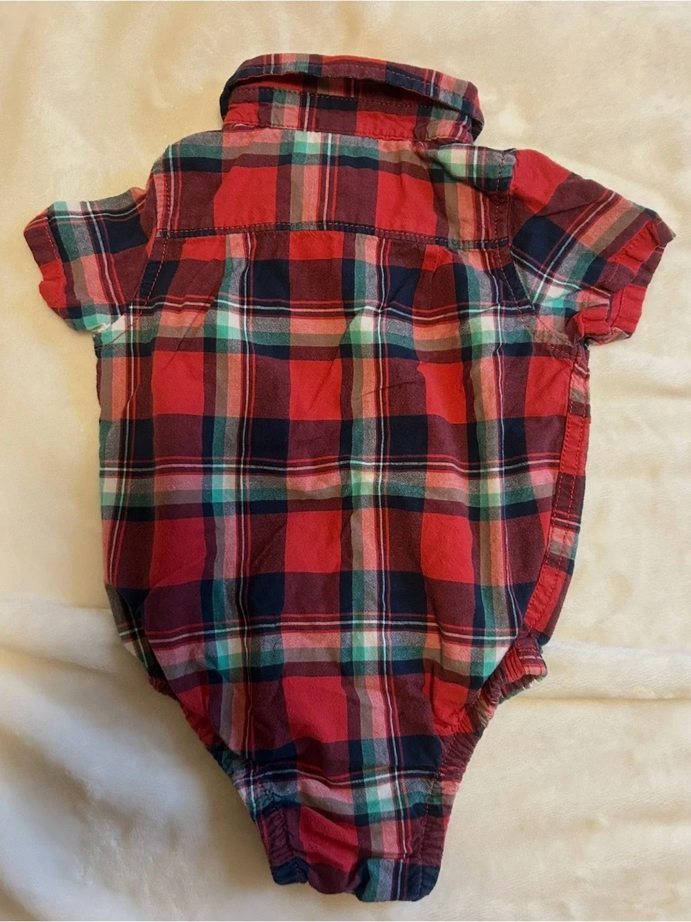 GAP Red and Navy Plaid Baby Button-Up Bodysuit